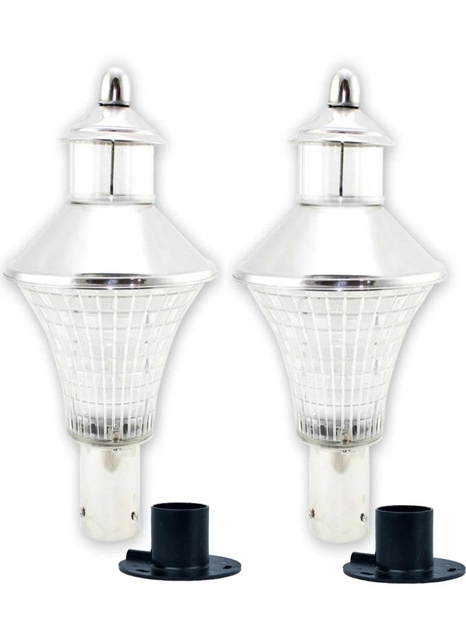 INVENTAA New FABULA LH Gate Light for Home Gate Waterproof (Silver Gloss) IP65 Unbreakable SS Finish Outdoor Gate Light for Home and Commercial Spaces | Pillar Garden Lights (Set of 2) - Image 1